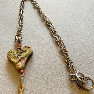 Boho handmade Clay necklace 28 inches